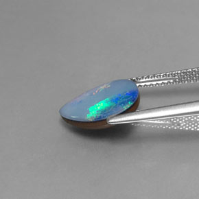 2.52캐럿 천연 멀티컬러 오팔 더블릿, 배 모양, 12.1×9.9 mm, 불투명체