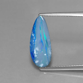 2.23캐럿 천연 멀티컬러 오팔 더블릿, 멋진 모양, 17.4×7.3 mm, 불투명체