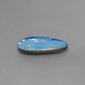 2.23캐럿 천연 멀티컬러 오팔 더블릿, 멋진 모양, 17.4×7.3 mm, 불투명체