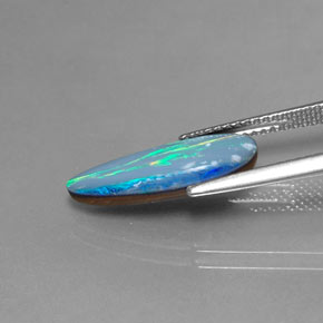 2.23캐럿 천연 멀티컬러 오팔 더블릿, 멋진 모양, 17.4×7.3 mm, 불투명체