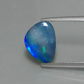 1.62캐럿 천연 멀티컬러 오팔 더블릿, 멋진 모양, 11.6×8.6 mm, 불투명체
