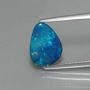 1.64캐럿 천연 멀티컬러 오팔 더블릿, 멋진 모양, 11.3×8.4 mm, 불투명체