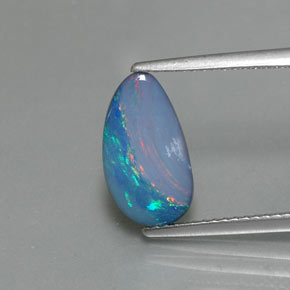 1.60캐럿 천연 멀티컬러 오팔 더블릿, 멋진 모양, 12.7×7 mm, 불투명체