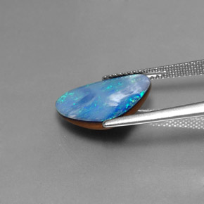 3.71캐럿 천연 멀티컬러 오팔 더블릿, 멋진 모양, 15×12.2 mm, 불투명체