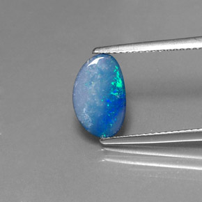 1.52캐럿 천연 멀티컬러 오팔 더블릿, 멋진 모양, 11.2×7.1 mm, 불투명체