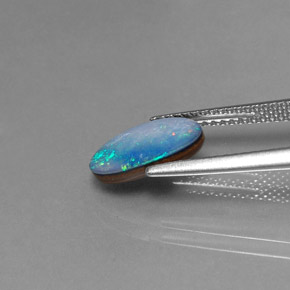 1.52캐럿 천연 멀티컬러 오팔 더블릿, 멋진 모양, 11.2×7.1 mm, 불투명체