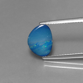 1.28캐럿 천연 멀티컬러 오팔 더블릿, 멋진 모양, 10.4×8.1 mm, 불투명체