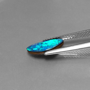 1.20캐럿 천연 멀티컬러 오팔 더블릿, 멋진 모양, 11.6×6.5 mm, 불투명체