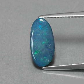 1.30캐럿 천연 멀티컬러 오팔 더블릿, 멋진 모양, 13×6.5 mm, 불투명체