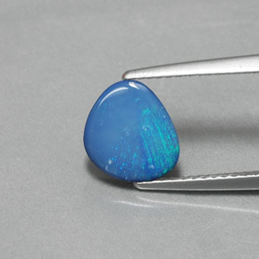 1.06캐럿 천연 멀티컬러 오팔 더블릿, 멋진 모양, 9×7.9 mm, 불투명체