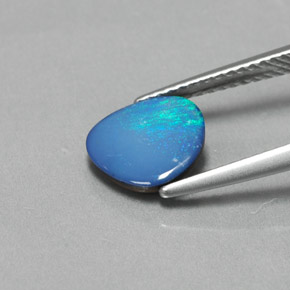 1.06캐럿 천연 멀티컬러 오팔 더블릿, 멋진 모양, 9×7.9 mm, 불투명체