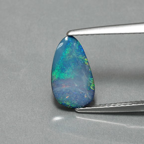 1.39캐럿 천연 멀티컬러 오팔 더블릿, 멋진 모양, 11.5×6.6 mm, 불투명체