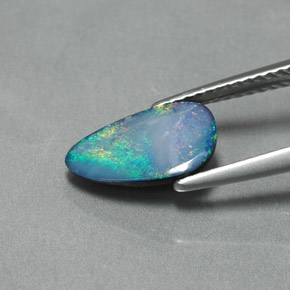 1.39캐럿 천연 멀티컬러 오팔 더블릿, 멋진 모양, 11.5×6.6 mm, 불투명체