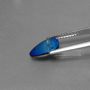 1.06캐럿 천연 멀티컬러 오팔 더블릿, 멋진 모양, 9.6×7.5 mm, 불투명체