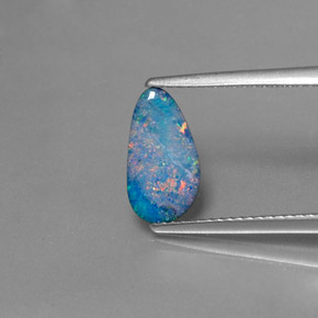 1.26캐럿 천연 멀티컬러 오팔 더블릿, 멋진 모양, 11.4×6.1 mm, 불투명체