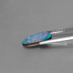 1.26캐럿 천연 멀티컬러 오팔 더블릿, 멋진 모양, 11.4×6.1 mm, 불투명체