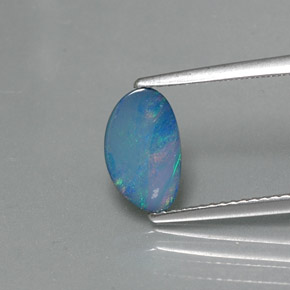 0.92캐럿 천연 멀티컬러 오팔 더블릿, 멋진 모양, 10.1×6.1 mm, 불투명체