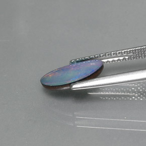 0.92캐럿 천연 멀티컬러 오팔 더블릿, 멋진 모양, 10.1×6.1 mm, 불투명체