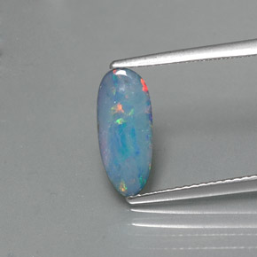 0.98캐럿 천연 멀티컬러 오팔 더블릿, 멋진 모양, 12.8×5.4 mm, 불투명체