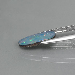 0.98캐럿 천연 멀티컬러 오팔 더블릿, 멋진 모양, 12.8×5.4 mm, 불투명체