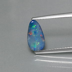 0.74캐럿 천연 멀티컬러 오팔 더블릿, 멋진 모양, 10.1×5.6 mm, 불투명체