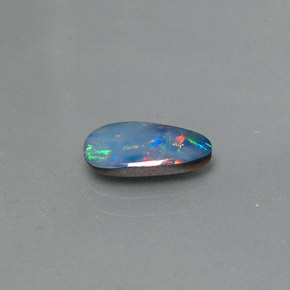 0.74캐럿 천연 멀티컬러 오팔 더블릿, 멋진 모양, 10.1×5.6 mm, 불투명체