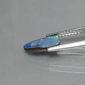 0.74캐럿 천연 멀티컬러 오팔 더블릿, 멋진 모양, 10.1×5.6 mm, 불투명체