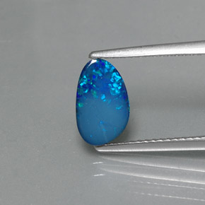 0.83캐럿 천연 멀티컬러 오팔 더블릿, 멋진 모양, 9.9×6.2 mm, 불투명체