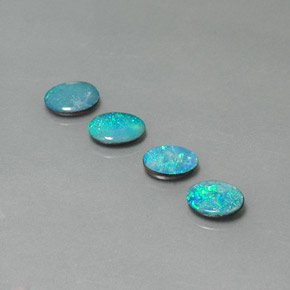 캐럿 천연 멀티컬러 오팔 더블릿 보석, 타원형 컷, 7.1×5.1 mm, 불투명체