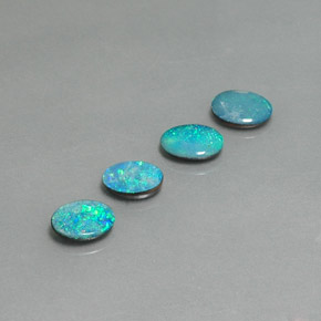 캐럿 천연 멀티컬러 오팔 더블릿 보석, 타원형 컷, 7.1×5.1 mm, 불투명체