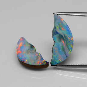 캐럿 천연 멀티컬러 오팔 더블릿 보석, 멋진 모양, 18×7.8 mm, 불투명체
