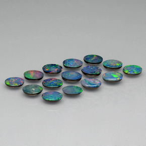 캐럿 천연 다색 오팔 이중선 보석, 타원형 컷, 불투명체