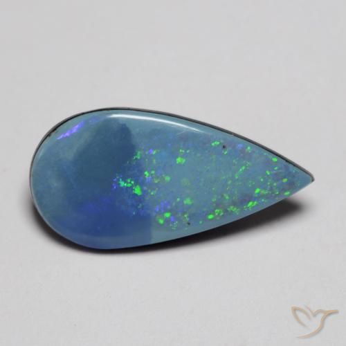 1.85ct 자연스러운 다색 오팔 이중선, 배 모양, 불투명체