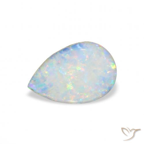 1.87ct 자연스러운 다색 오팔 이중선, 배 모양, 불투명체