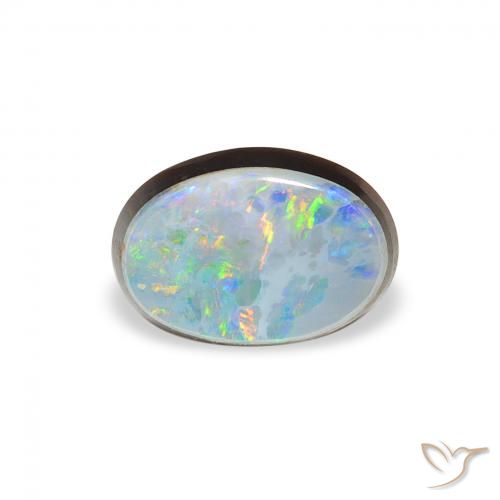 0.99ct 자연스러운 다색 오팔 이중선, 타원형, 불투명체