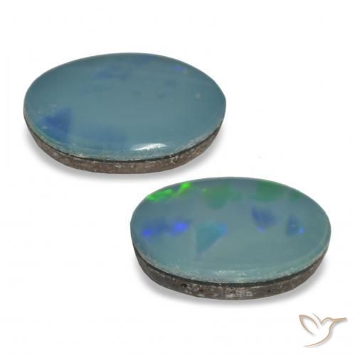 2.31캐럿 천연 다색 오팔 이중선 보석, 타원형 컷, 불투명체