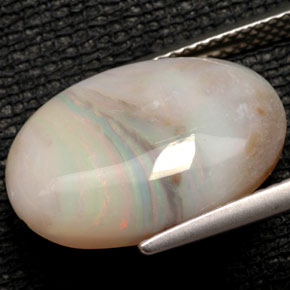 6.06캐럿 천연 멀티컬러 오팔, 투명한, 17.2×12.2 mm, 투명/반투명
