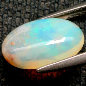1.68캐럿 천연 멀티컬러 오팔, 투명한, 11.3×7.7 mm, 투명/반투명