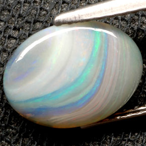 1.32캐럿 천연 멀티컬러 오팔, 타원형 컷, 10.4×7.7 mm, 불투명체