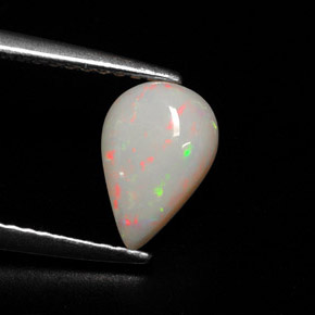 0.86캐럿 천연 멀티컬러 오팔, 배 모양, 8.7×5.9 mm, 불투명체