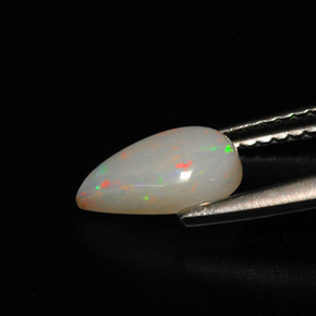 0.86캐럿 천연 멀티컬러 오팔, 배 모양, 8.7×5.9 mm, 불투명체