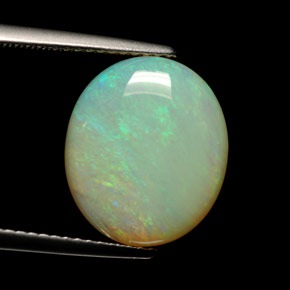 5.47캐럿 천연 멀티컬러 오팔, 투명한, 14.3×12.3 mm, 투명/반투명