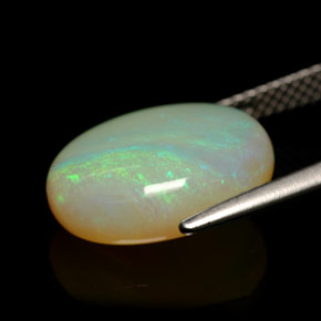 5.47캐럿 천연 멀티컬러 오팔, 투명한, 14.3×12.3 mm, 투명/반투명