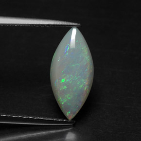 1.56캐럿 천연 멀티컬러 오팔, 투명한, 15.1×7 mm, 투명/반투명