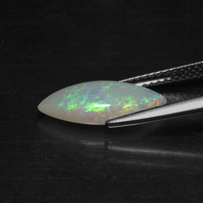 1.56캐럿 천연 멀티컬러 오팔, 투명한, 15.1×7 mm, 투명/반투명