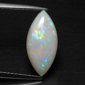2.22캐럿 천연 멀티컬러 오팔, 투명한, 15.1×7.2 mm, 투명/반투명