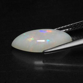 2.22캐럿 천연 멀티컬러 오팔, 투명한, 15.1×7.2 mm, 투명/반투명