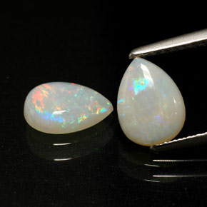 캐럿 천연 멀티컬러 오팔 보석, 투명한, 8.1×5.8 mm, 투명/반투명