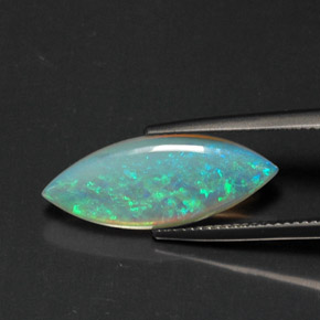 3.53캐럿 천연 멀티컬러 오팔, 투명한, 21.7×8.6 mm, 투명/반투명