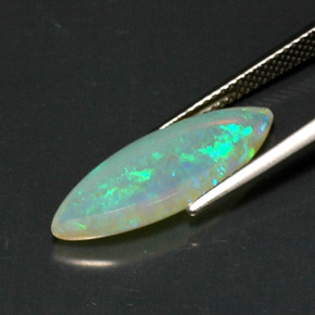 3.53캐럿 천연 멀티컬러 오팔, 투명한, 21.7×8.6 mm, 투명/반투명